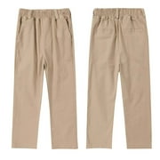 Ohufall Boys Cotton Dress Pants Fashion Casual Solid Color Trouser Pants Slim Fit Straight Tube Uniform Pant, 3-17 Years